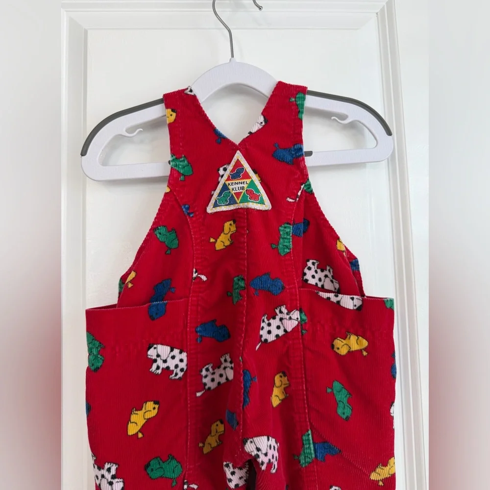 Vintage OshKosh B’Gosh Red Dog Kennel Club Corduroy Overalls Size 6-9 Months